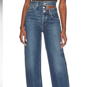 Agolde Dark Blue Broken waistband Leg Jeans 26 worn once.